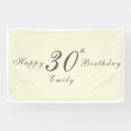 Modern Elegant Cream 30th Birthday Party Banner