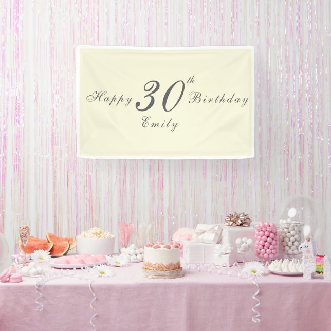 Modern Elegant Cream 30th Birthday Party Banner (Party)