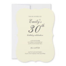 Modern Elegant Cream 30th Birthday Party