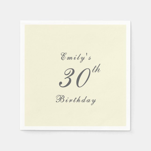 Modern Elegant Cream 30th Birthday Party Paper Serviette (Vorderseite)