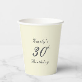 Modern Elegant Cream 30th Birthday Party Pappbecher