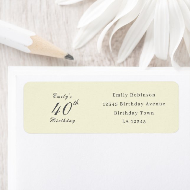 Modern Elegant Cream 40th Birthday Party Address (Insitu)