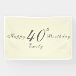 Modern Elegant Cream 40th Birthday Party Banner