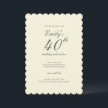 Modern Elegant Cream 40th Birthday Party Einladung<br><div class="desc">This Modern Elegant Cream 40th Birthday Party Invitation is perfect for your celebration. It features modern typography and creates a chic and stylish look—perfect for celebrating this special milestone birthday.</div>