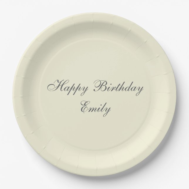 Modern Elegant Cream Birthday Party Pappteller (Vorderseite)