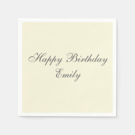 Modern Elegant Cream Birthday Party Serviette