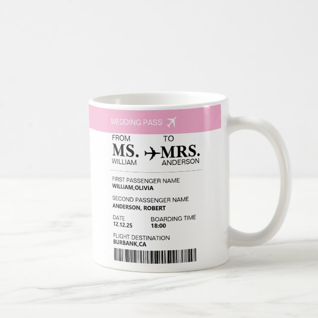 Modern Elegant Custom Bride To Be Boarding Pass Kaffeetasse (Rechts)