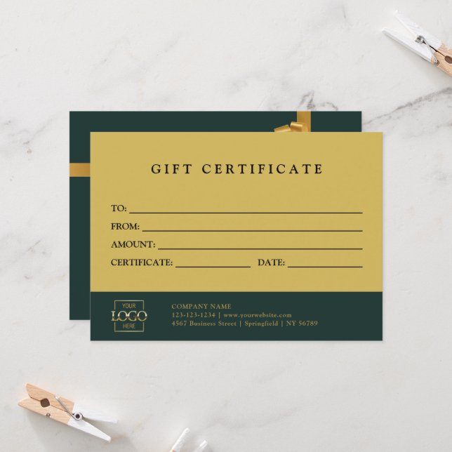 Modern Elegant Custom Business Gift Certificate (Vorderseite/Rückseite Beispiel)