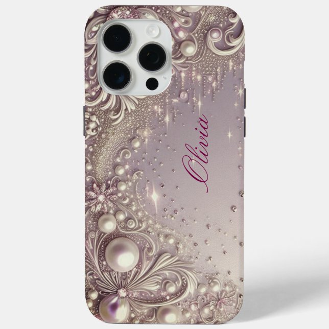 Modern elegant cute golden pearls Valentine’s Day Case-Mate iPhone Hülle (Rückseite)