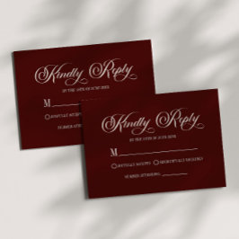 Modern Elegant Dark Burgundy Wedding RSVP Card Karte