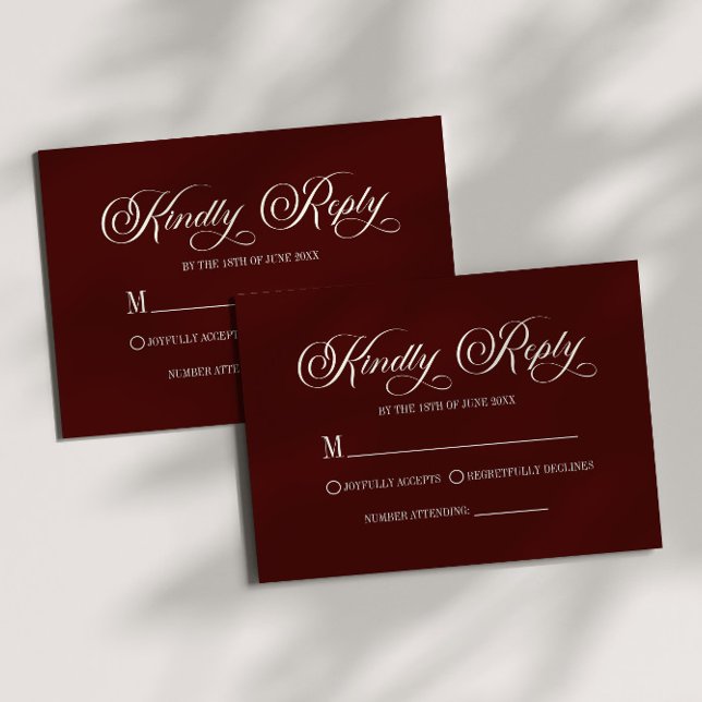 Modern Elegant Dark Burgundy Wedding RSVP Card Karte (Von Creator hochgeladen)