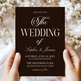 Modern Elegant Dark Expresso Brown Ivory Wedding Einladung