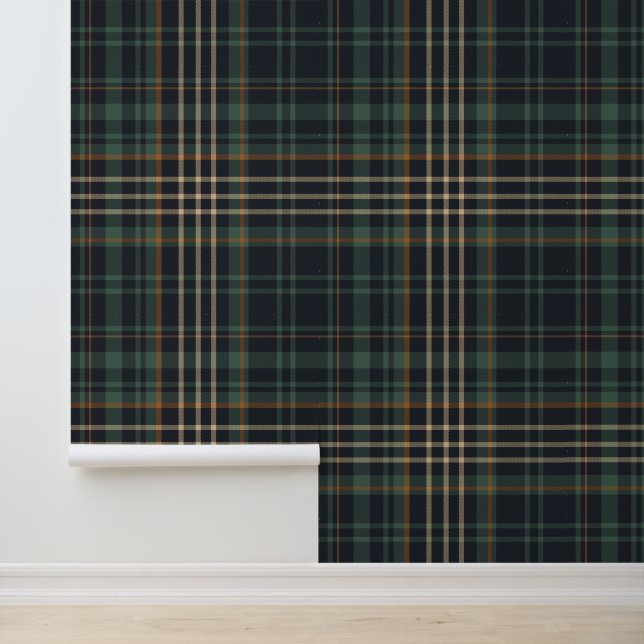 Modern Elegant Dark Green Plaid  Tapete (Anwendung)