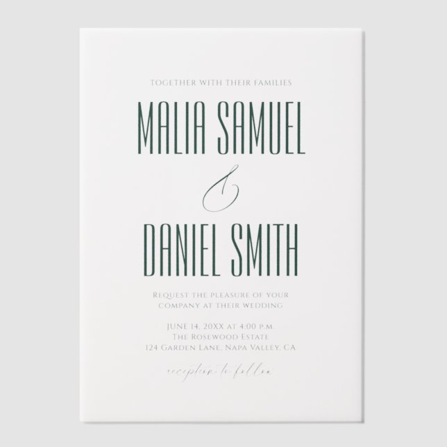 Modern Elegant Emerald Green Wedding (Vorderseite)