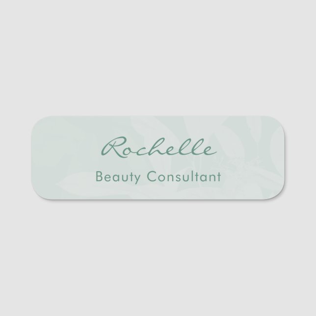 Modern Elegant Eucalyptus Green Custom Employee Namensschild (Vorderseite)