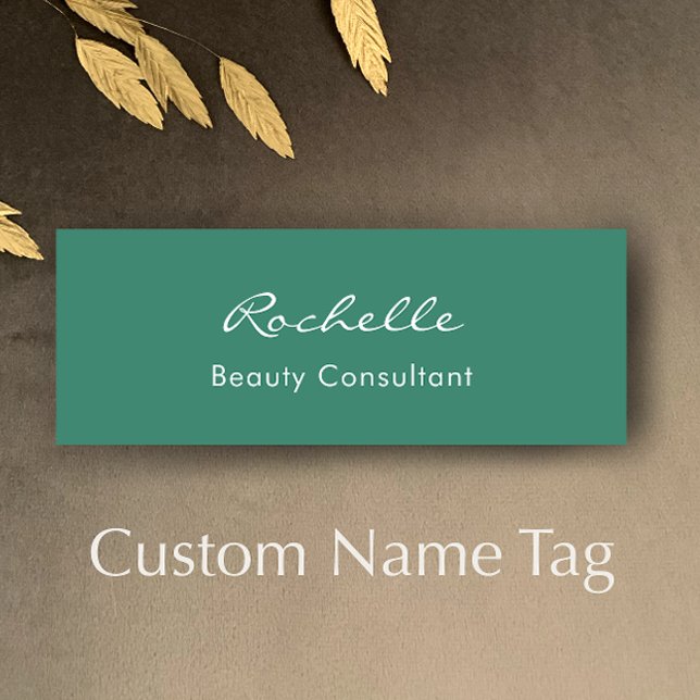 Modern Elegant Eucalyptus Green Custom Employee Namensschild (Customize this beautiful green and white elegant name tag. 
)
