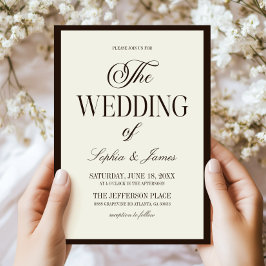 Modern Elegant Expresso Brown Ivory Wedding Einladung