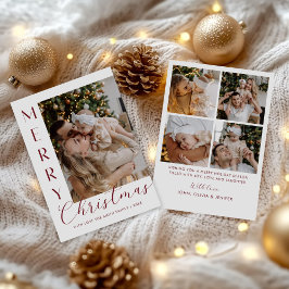 Modern Elegant Five Photo Collage Christmas Feiertagskarte
