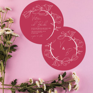 Modern Elegant Floral Circle Branch Wedding Einladung