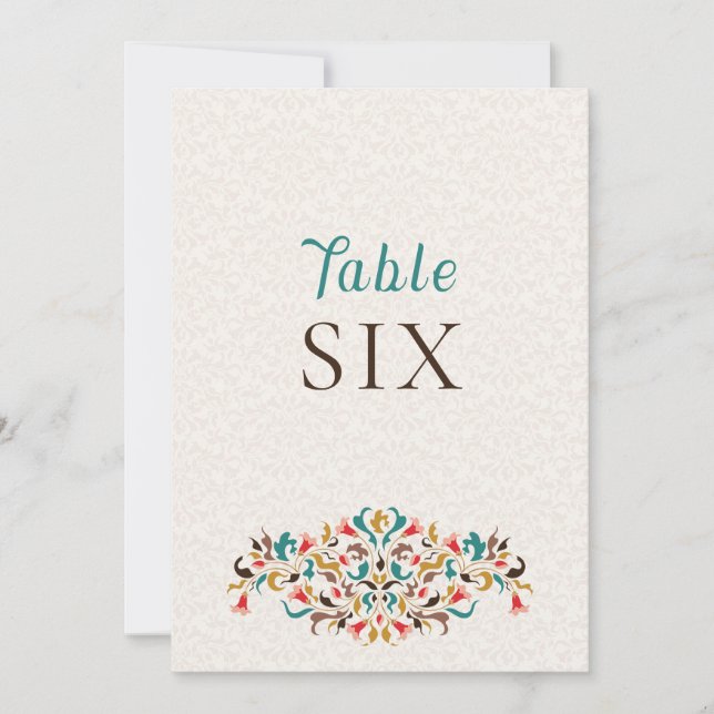 Modern Elegant Floral Wreath Wedding Table Number Einladung (Vorderseite)