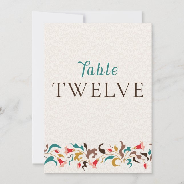 Modern Elegant Floral Wreath Wedding Table Number Einladung (Vorderseite)