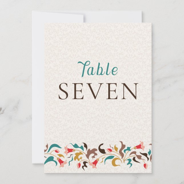 Modern Elegant Floral Wreath Wedding Table Number Einladung (Vorderseite)