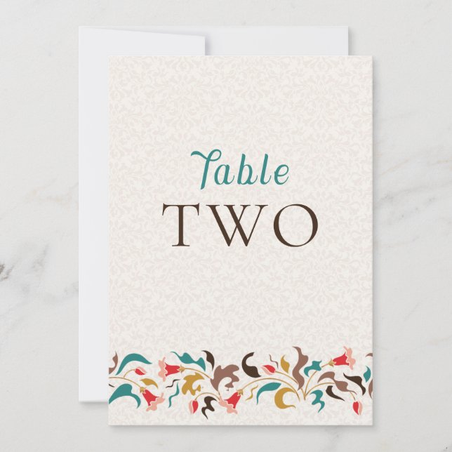 Modern Elegant Floral Wreath Wedding Table Number Einladung (Vorderseite)