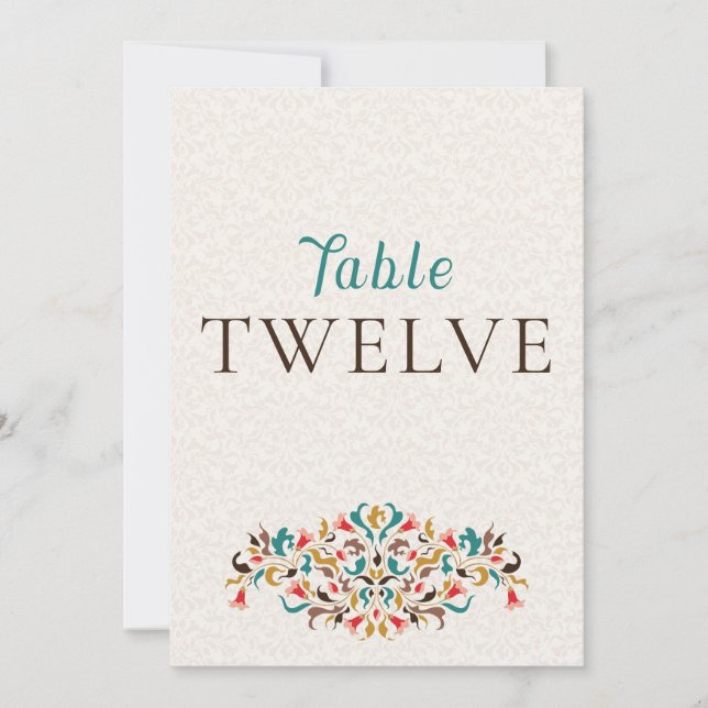 Modern Elegant Floral Wreath Wedding Table Number Einladung (Vorderseite)