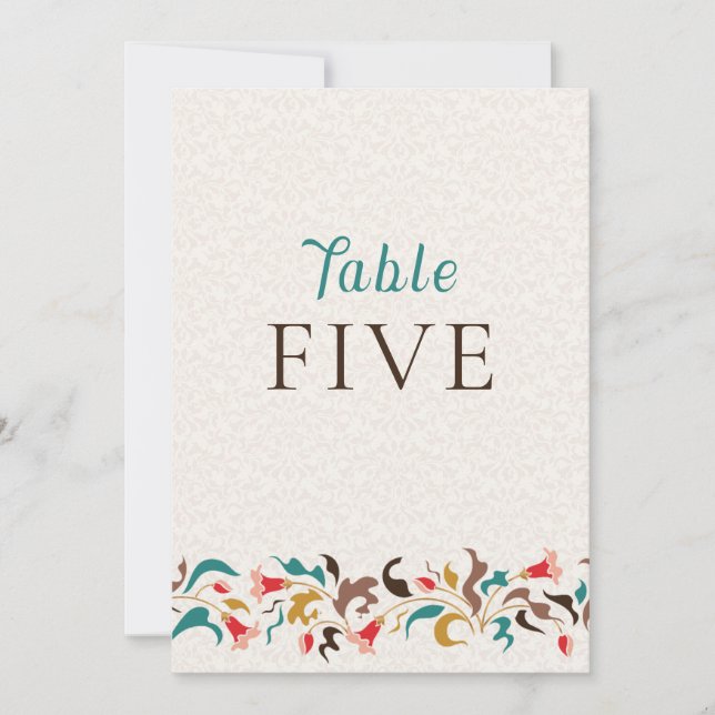 Modern Elegant Floral Wreath Wedding Table Number Einladung (Vorderseite)