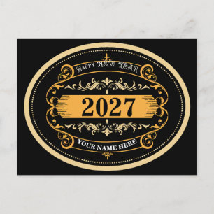 Modern & Elegant Frohes Neues Jahr 2027  Postkarte