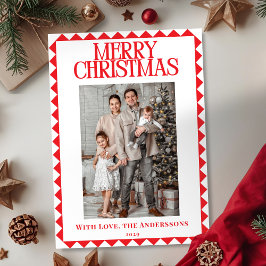 Modern Elegant Geometric Border Photo Christmas Feiertagskarte
