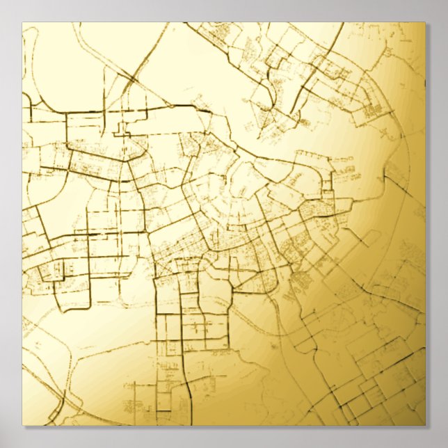 Modern Elegant Gift Map Amsterdam, Niederlande Foliendrucke (Vorderseite)