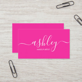 Modern Elegant Girly Calligraphy Pink Visitenkarte