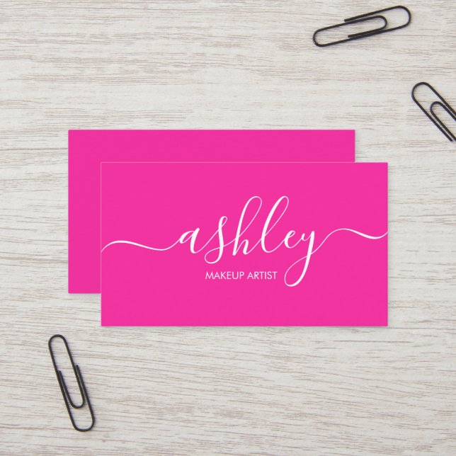 Modern Elegant Girly Calligraphy Pink Visitenkarte (Vorderseite/Rückseite Beispiel)