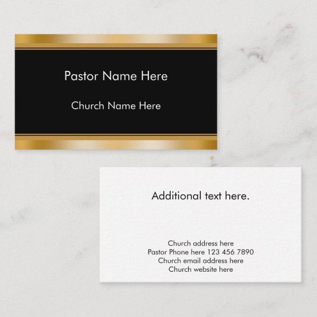Modern Elegant Gold Custom Text Church Pastor  Visitenkarte (Vorne/Hinten)