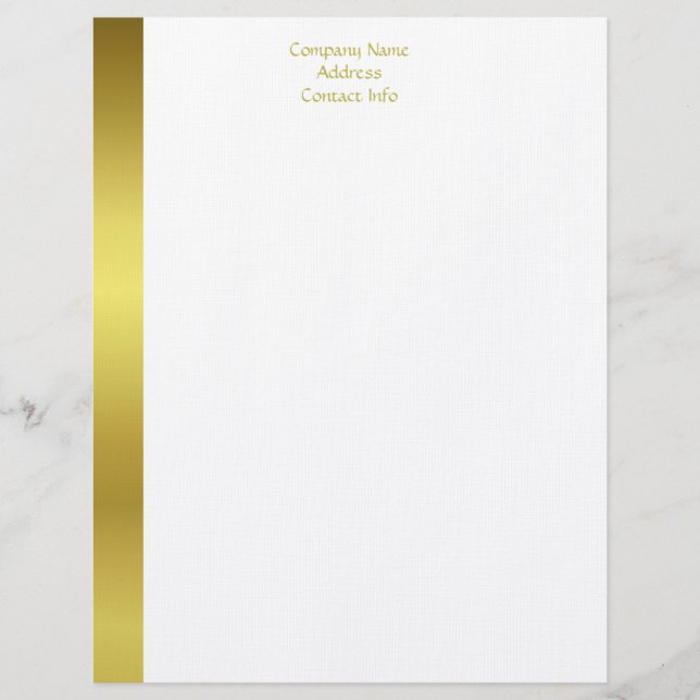 Modern Elegant Gold Foil Company Briefbogen (Vorderseite)