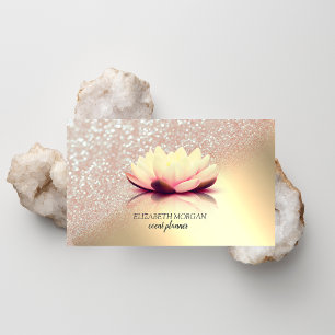 Modern Elegant Gold Glitzer Bokeh Ombre Lotus Visitenkarte