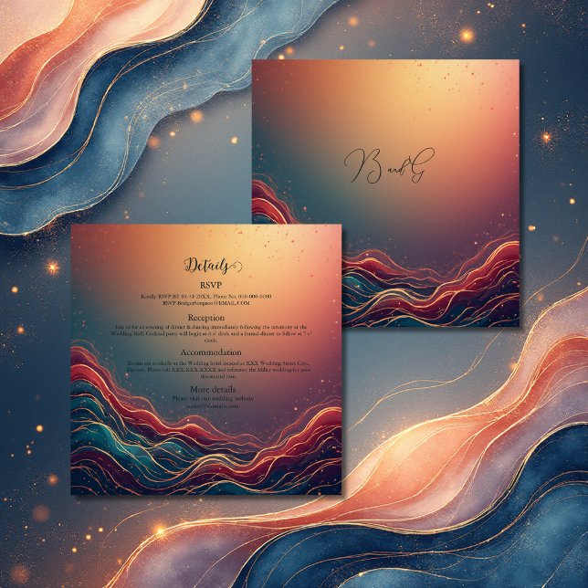 Modern Elegant Gold Marble Navy Terracotta Wedding Begleitkarte (Von Creator hochgeladen)