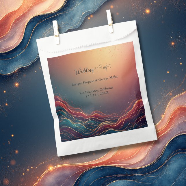 Modern Elegant Gold Marble Navy Terracotta Wedding Geschenktütchen (Von Creator hochgeladen)