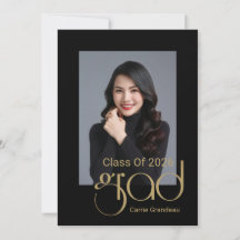 Modern Elegant Gold Script Photo Graduation Party