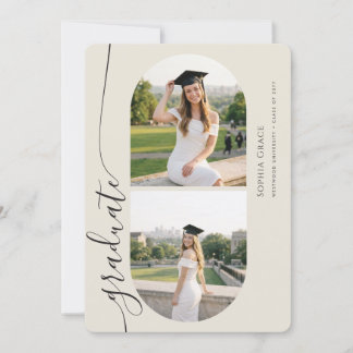 Modern Elegant Grad Arch Photo Collage Graduation Einladung