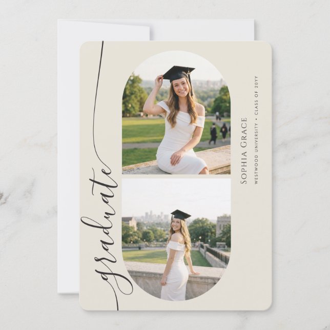 Modern Elegant Grad Arch Photo Collage Graduation Einladung (Vorderseite)