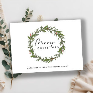 MODERN ELEGANT HOLLY BERRY WREATH MERRY CHRISTMAS FEIERTAGSKARTE