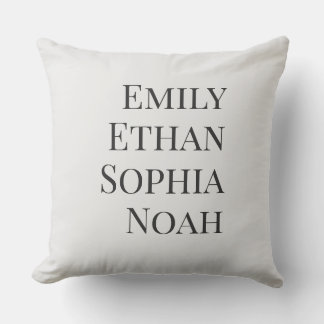 Modern Elegant Kids Names Personalized Family Thro Kissen