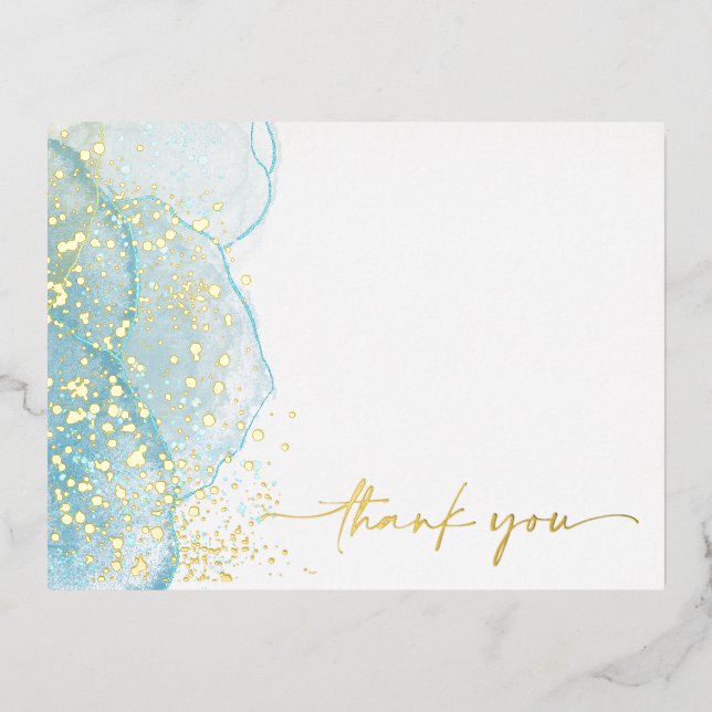 Modern & elegant Marmorfolien Dank Karte (Vorderseite)