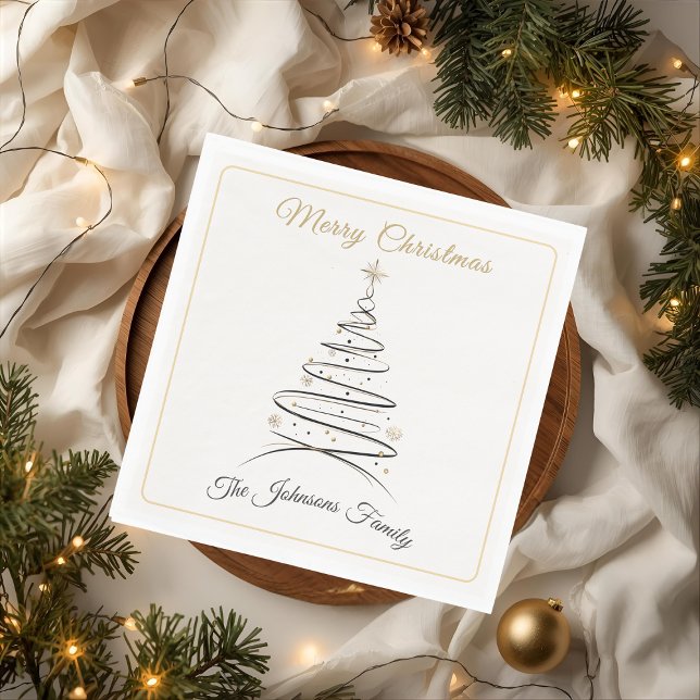 Modern Elegant Minimal Christmas Tree Napkin Serviette (Von Creator hochgeladen)