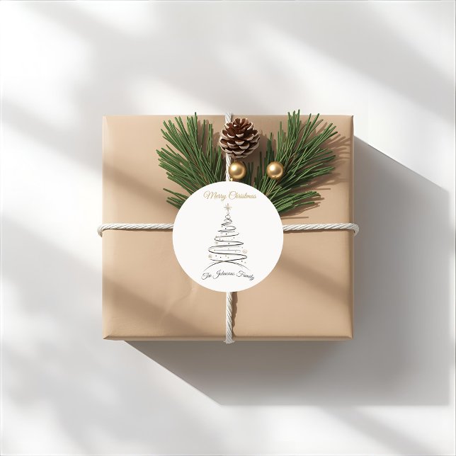 Modern Elegant Minimal Christmas Tree Sticker (Von Creator hochgeladen)