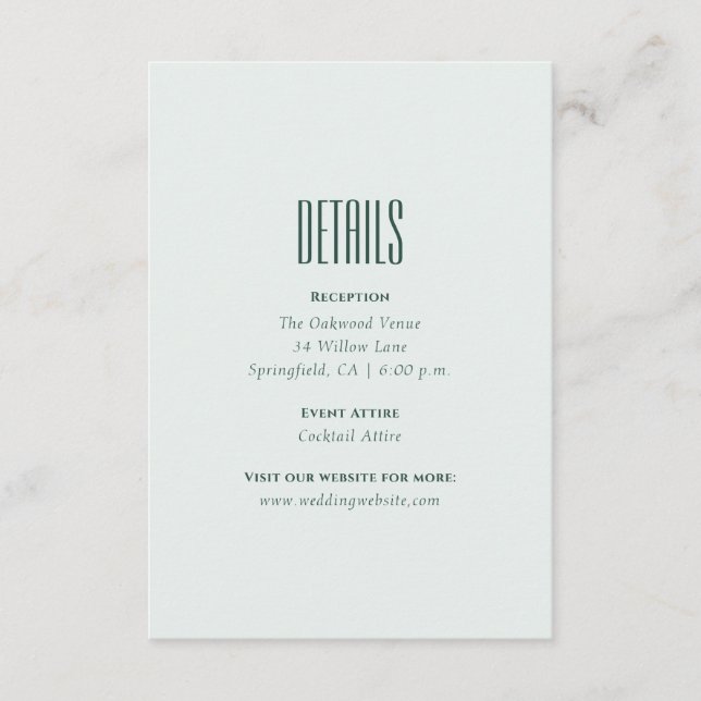 Modern Elegant Minimal QR Code Wedding Details Enc Begleitkarte (Vorderseite)