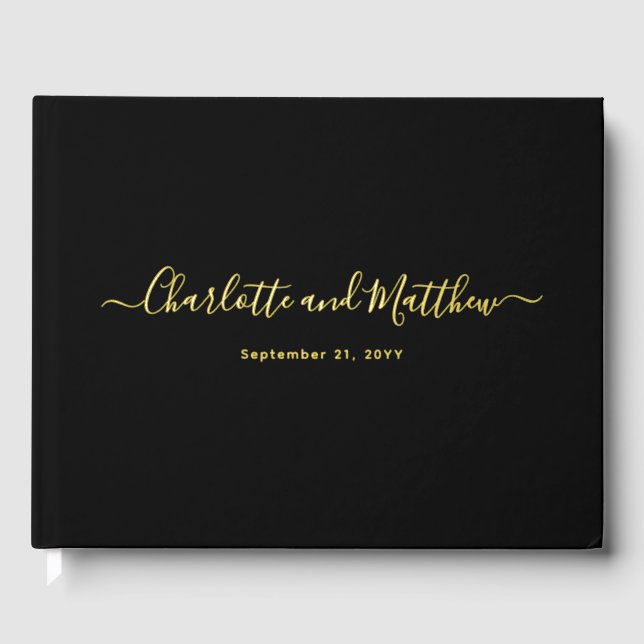 Modern Elegant Minimalist Chic Personalize Wedding Gästebuch (Vorderseite)