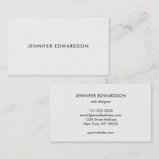 Modern elegant minimalist plain white professional visitenkarte